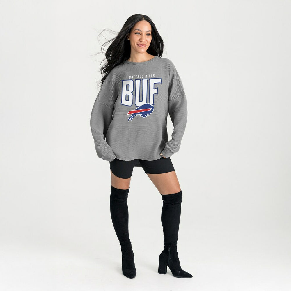 Buffalo Bills Gameday Couture Women's Oversized Pure Motion Corded Sweatshirt - Gray - NFL