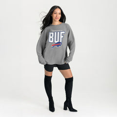 Buffalo Bills Gameday Couture Women's Oversized Pure Motion Corded Sweatshirt - Gray - NFL