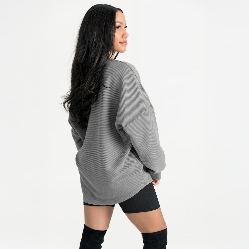 Chicago Bears Gameday Couture Women's Oversized Pure Motion Corded Sweatshirt - Gray - NFL