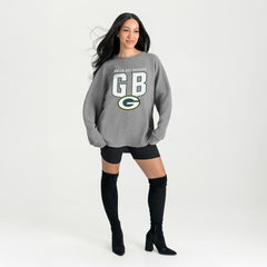 Green Bay Packers Gameday Couture Women's Oversized Pure Motion Corded Sweatshirt - Gray - NFL