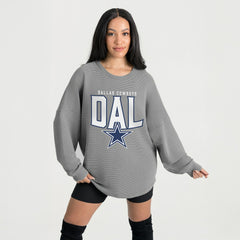 Dallas Cowboys Gameday Couture Women's Oversized Pure Motion Corded Sweatshirt - Gray - NFL