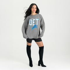 Detroit Lions Gameday Couture Women's Oversized Pure Motion Corded Sweatshirt - Gray - NFL