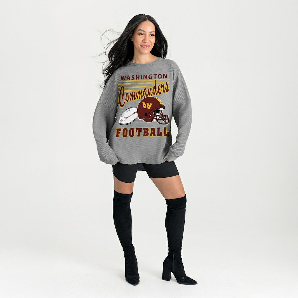 Washington Commanders Gameday Couture Women's Oversized Sweet Victory Corded Sweatshirt - Gray - NFL