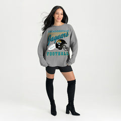 Jacksonville Jaguars Gameday Couture Women's Oversized Sweet Victory Corded Sweatshirt - Gray - NFL