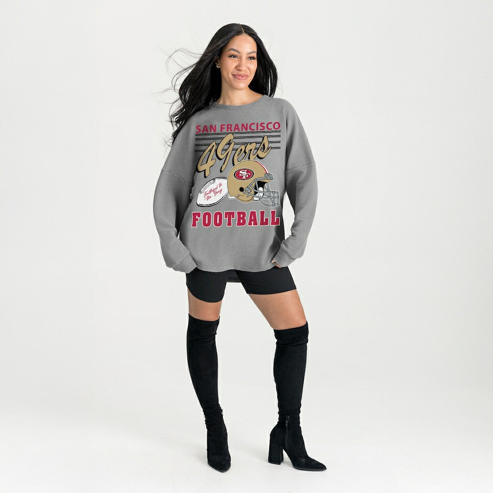 San Francisco 49ers Gameday Couture Women's Oversized Sweet Victory Corded Sweatshirt - Gray - NFL