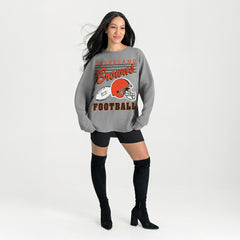 Cleveland Browns Gameday Couture Women's Oversized Sweet Victory Corded Sweatshirt - Gray - NFL