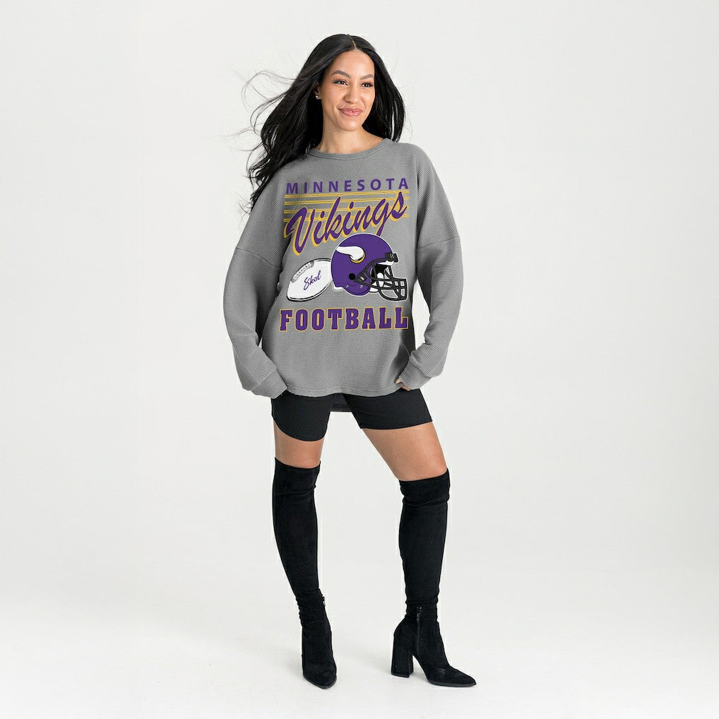 Minnesota Vikings Gameday Couture Women's Oversized Sweet Victory Corded Sweatshirt - Gray - NFL