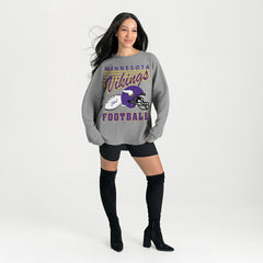 Minnesota Vikings Gameday Couture Women's Oversized Sweet Victory Corded Sweatshirt - Gray - NFL