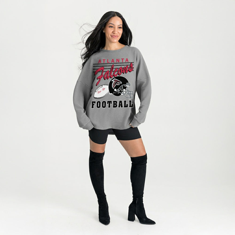 Atlanta Falcons Gameday Couture Women's Oversized Sweet Victory Corded Sweatshirt - Gray - NFL