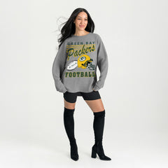 Green Bay Packers Gameday Couture Women's Oversized Sweet Victory Corded Sweatshirt - Gray - NFL