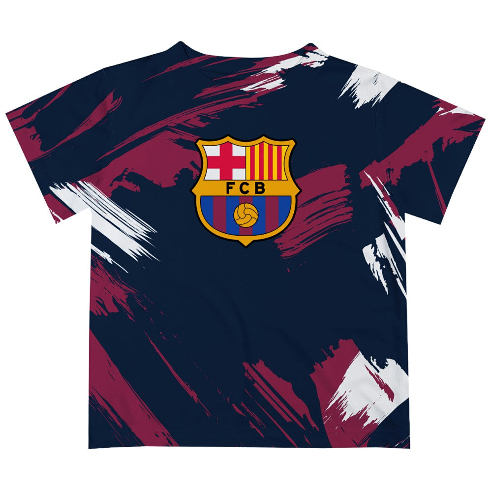 Barcelona Vive La Fete Youth Paint Brush T-Shirt Navy