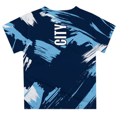Manchester City Vive La Fete Youth Paint Brush T-Shirt Navy