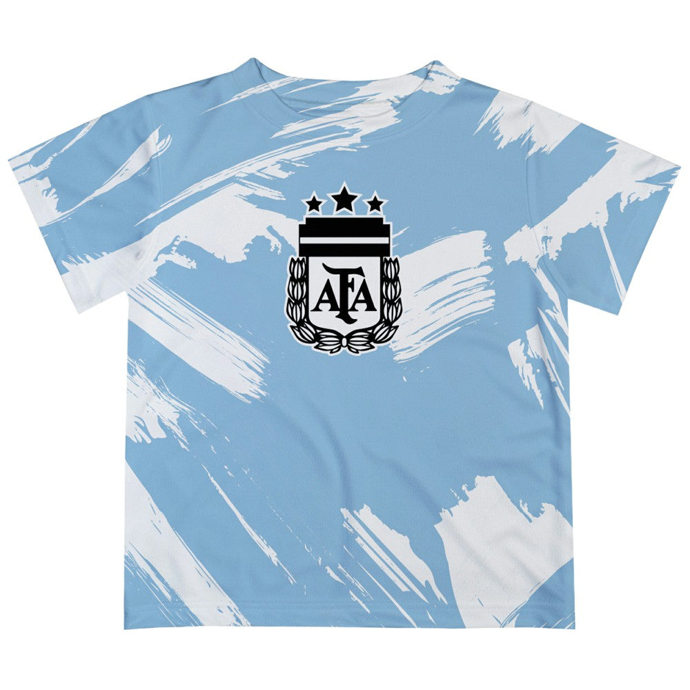 Argentina National Team Vive La Fete Youth Paint Brush T-Shirt Light Blue