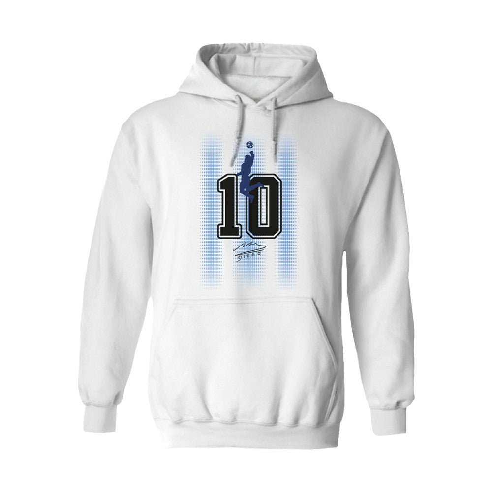 Diego Maradona Argentina National Team Vive La Fete Women's Number & Signature Pullover Hoodie White