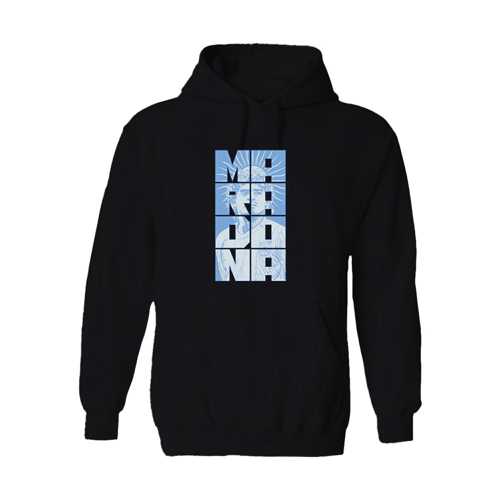 Diego Maradona Argentina National Team Vive La Fete Women's Portrait Pullover Hoodie Black