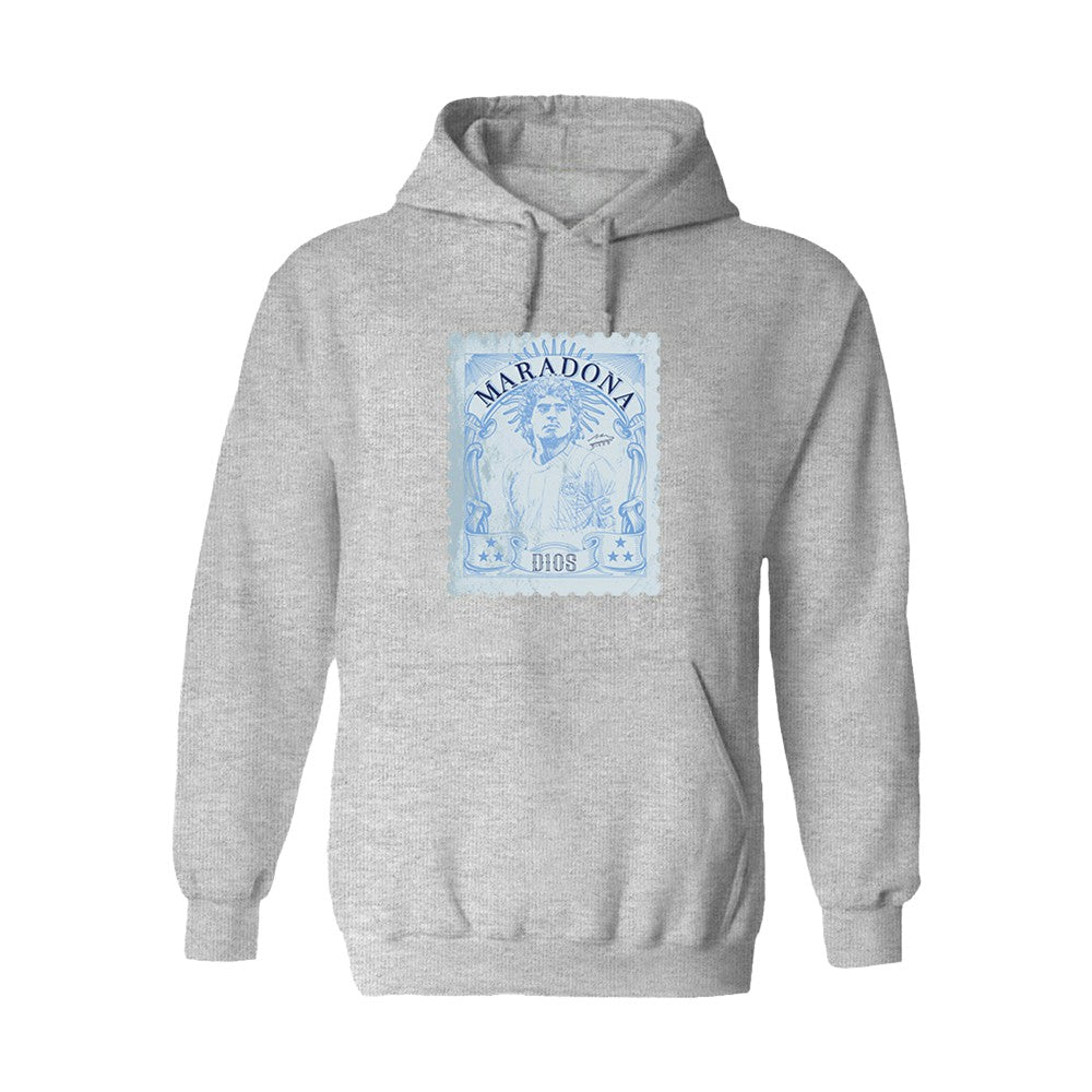 Diego Maradona Argentina National Team Vive La Fete Women's Vintage Stamp Pullover Hoodie Gray