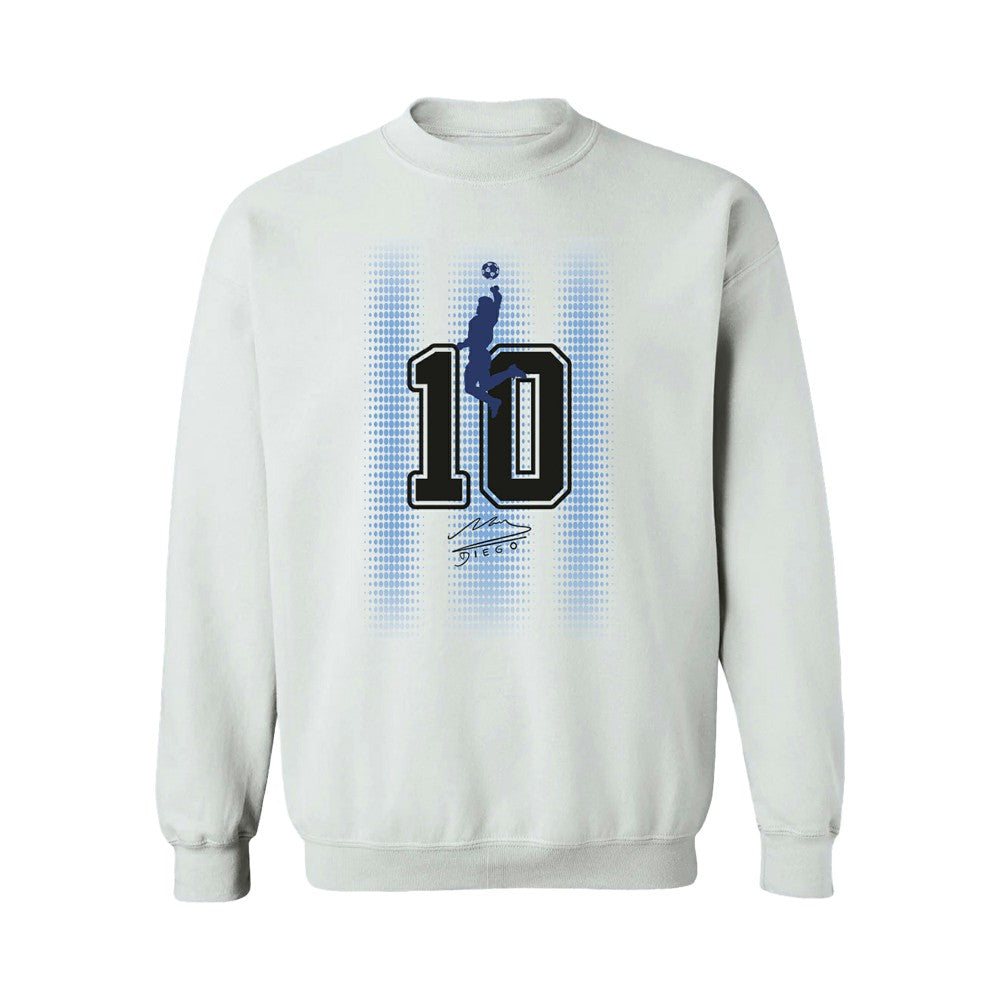 Diego Maradona Argentina National Team Vive La Fete Number & Signature Sweatshirt White