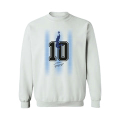 Diego Maradona Argentina National Team Vive La Fete Number & Signature Sweatshirt White