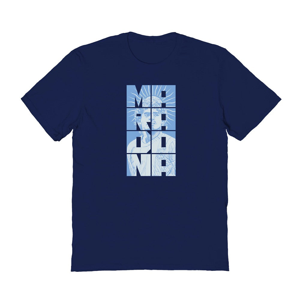 Diego Maradona Argentina National Team Vive La Fete Portrait T-Shirt Navy