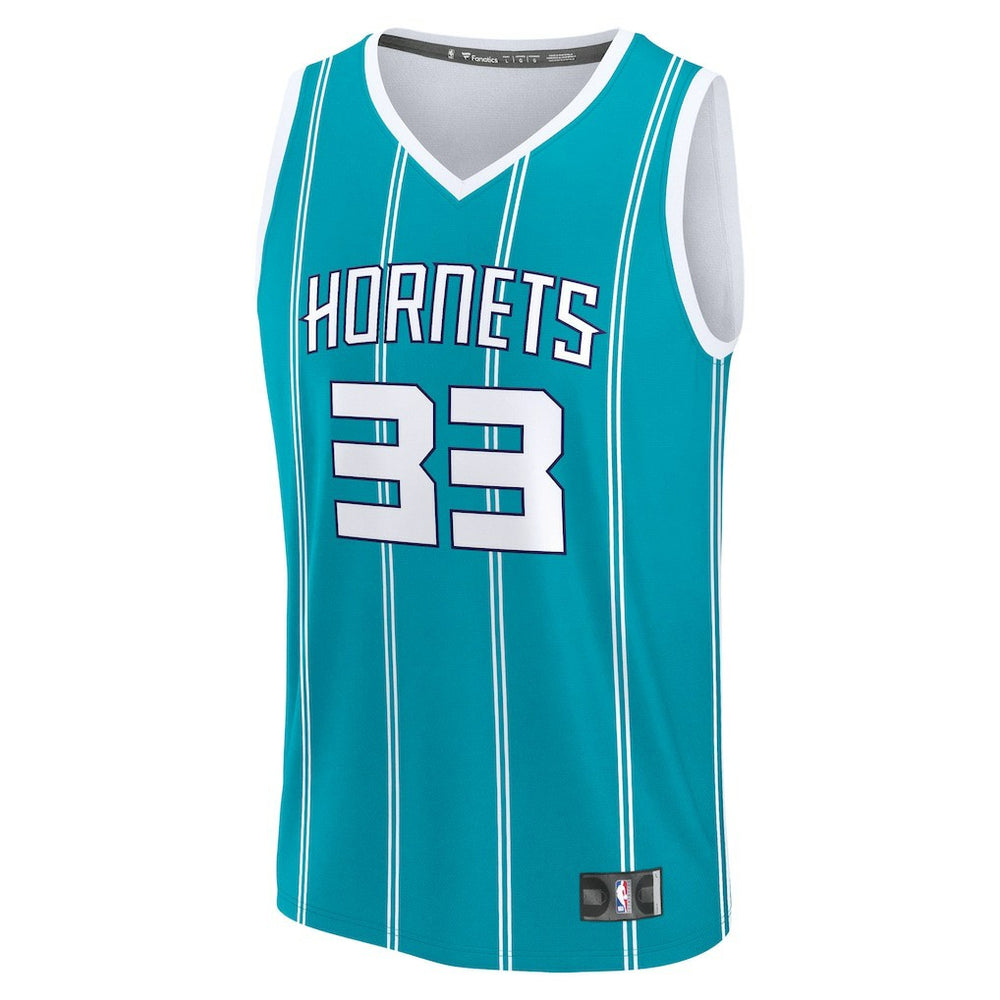 Fanatics Liam McNeeley Charlotte Hornets Fast Break Replica Jersey Teal Icon Edition
