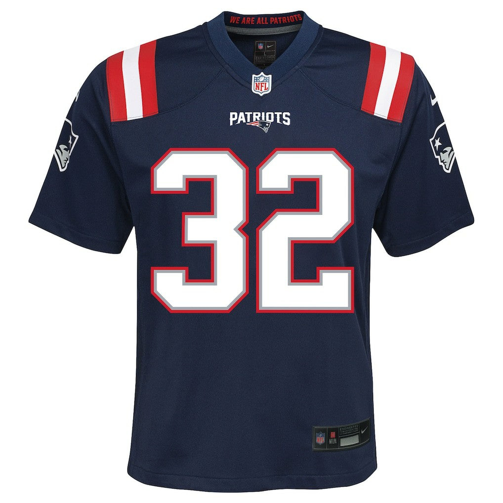TreVeyon Henderson New England Patriots Youth Team Game Jersey - Navy - Nike