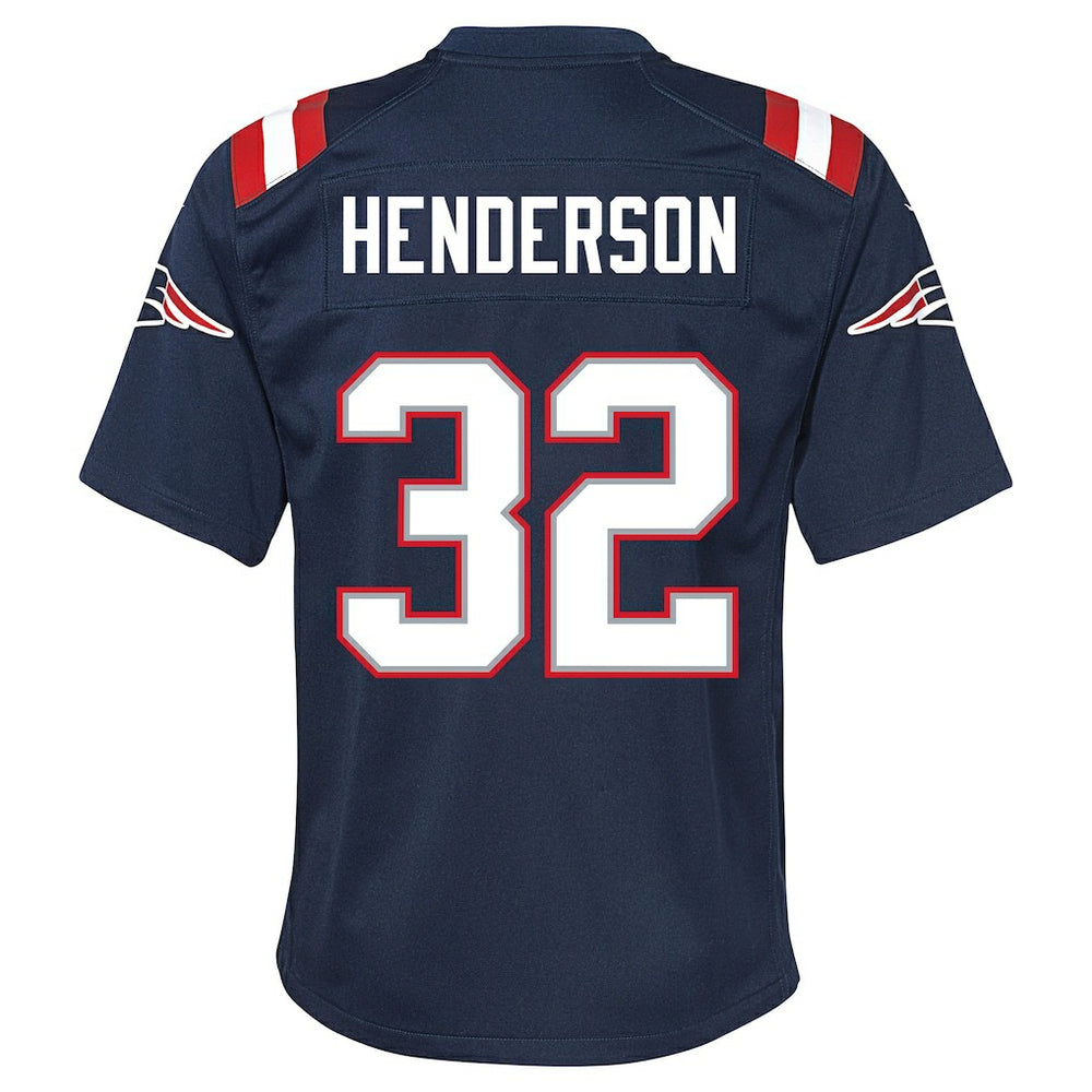 TreVeyon Henderson New England Patriots Youth Team Game Jersey - Navy - Nike