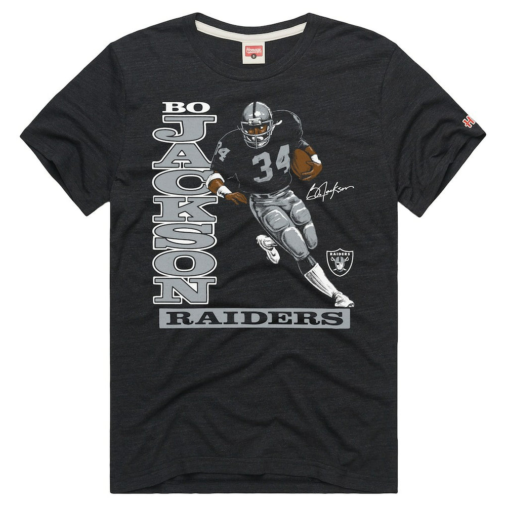 Bo Jackson Las Vegas Raiders Homage Unisex Retired Player Classic Caricature T-Shirt - Charcoal - NFL