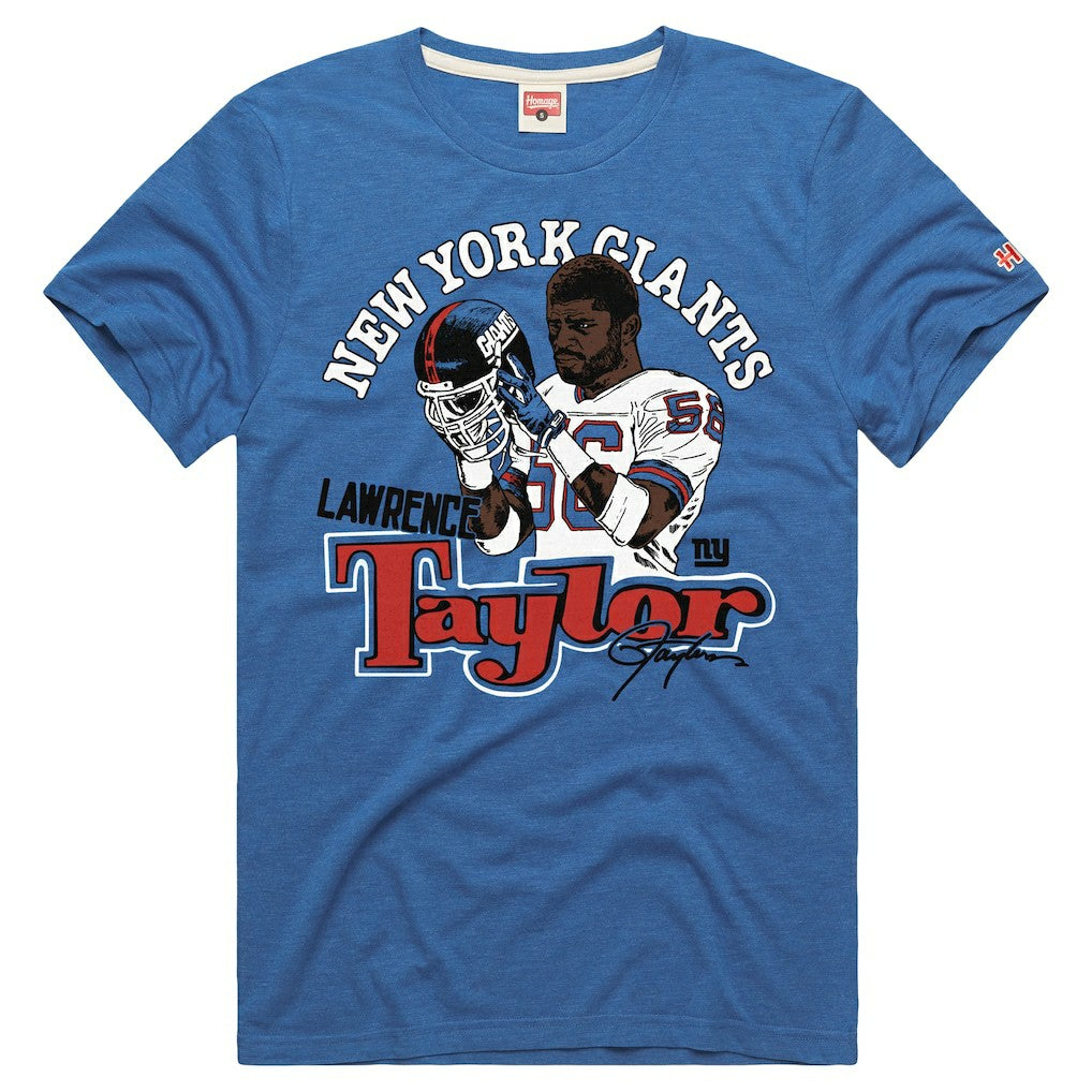Lawrence Taylor New York Giants Homage Unisex Retired Player Classic Caricature Tri-Blend T-Shirt - Royal - NFL
