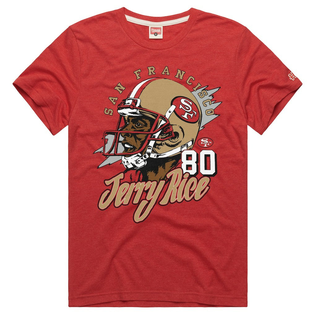 Jerry Rice San Francisco 49ers Homage Unisex Retired Player Classic Caricature T-Shirt - Scarlet - NFL