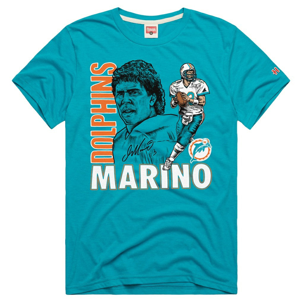 Dan Marino Miami Dolphins Homage Unisex Retired Player Classic Caricature T-Shirt - Aqua - NFL