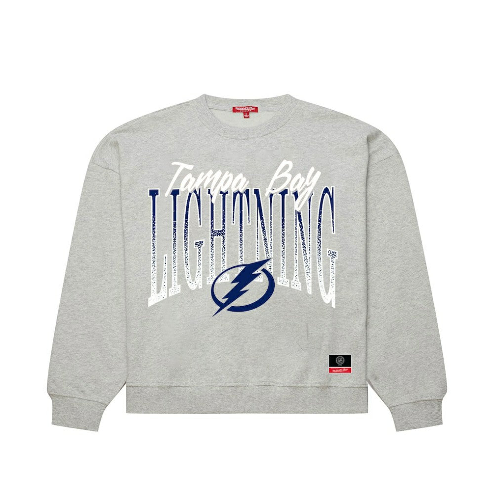 Tampa Bay Lightning Mitchell & Ness Women's Hockey Night Sweatshirt - Heather Gray | NHL Clearance