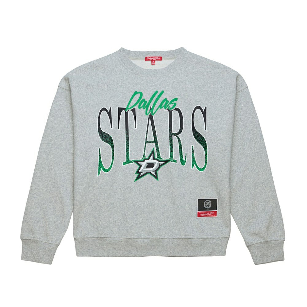 Dallas Stars Mitchell & Ness Women's Hockey Night Sweatshirt - Heather Gray | NHL on sale