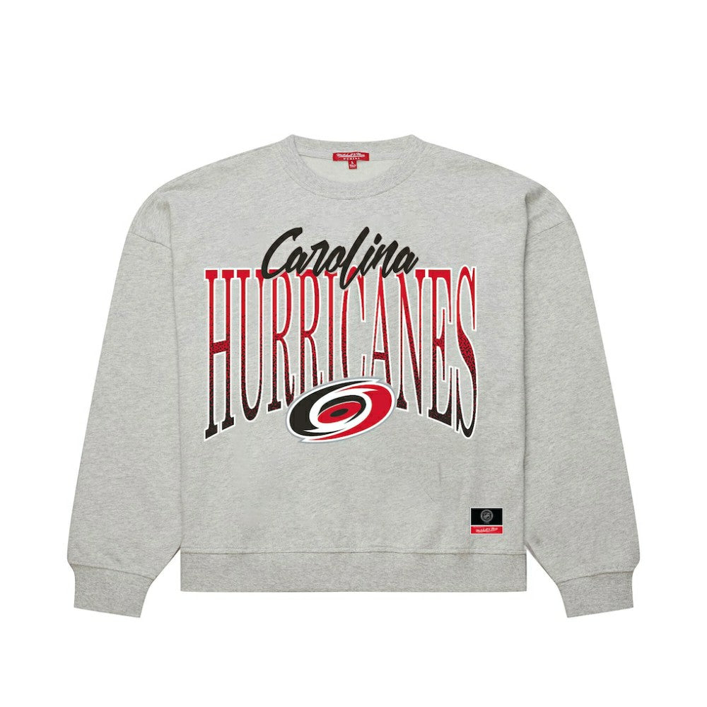 Carolina Hurricanes Mitchell & Ness Women's Hockey Night Sweatshirt - Heather Gray | NHL on sale