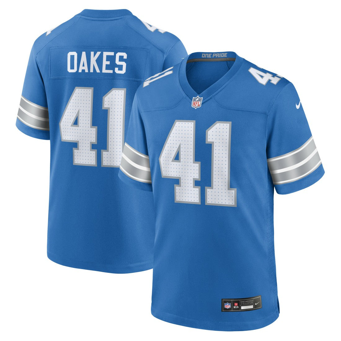 Gunnar Oakes Detroit Lions Team Game Jersey - Blue - Nike