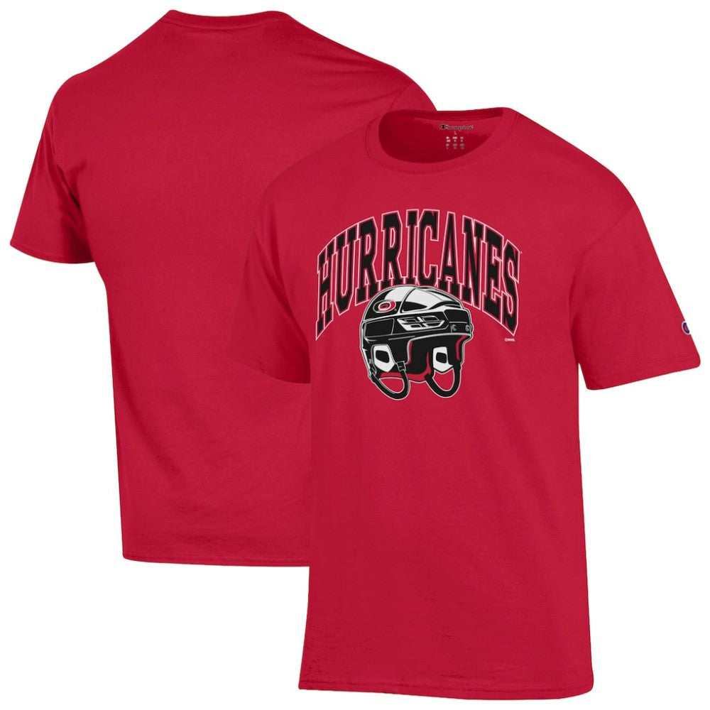 Carolina Hurricanes Champion Helmet T-Shirt - Red | NHL Lifestyle