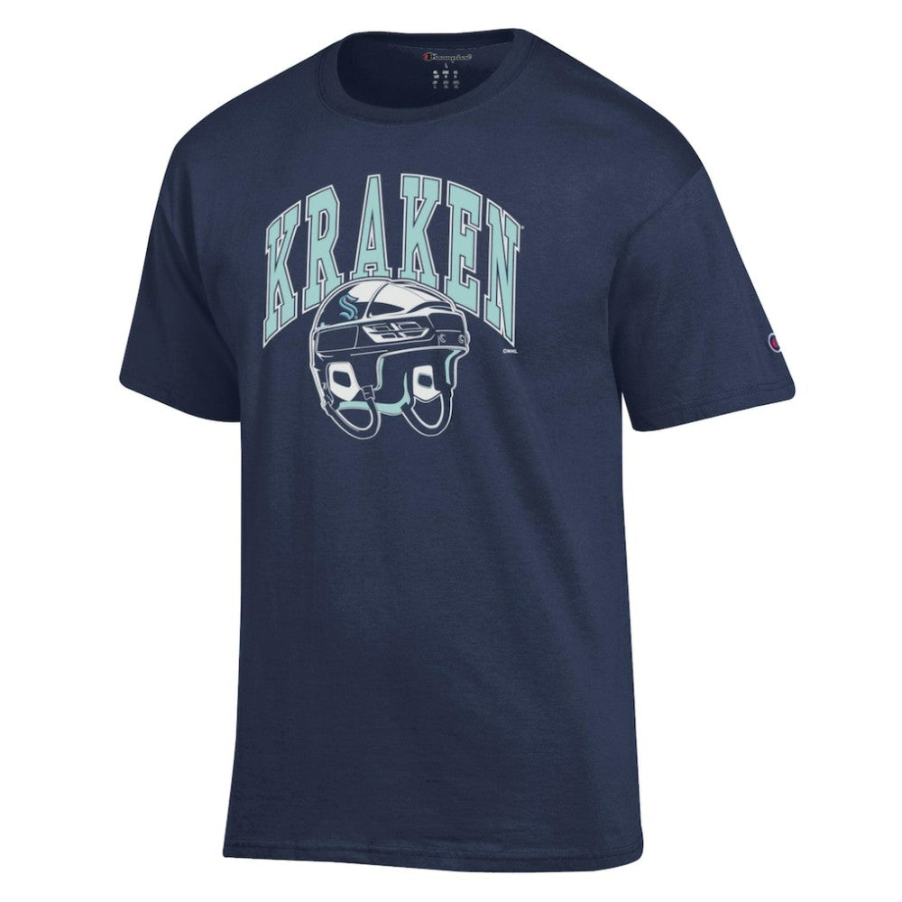 Seattle Kraken Champion Helmet T-Shirt - Navy | NHL Clearance