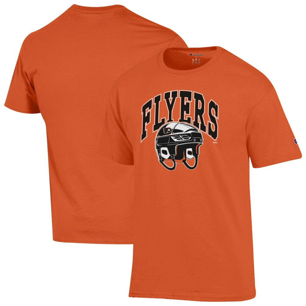 Philadelphia Flyers Champion Helmet T-Shirt - Orange | NHL Clearance
