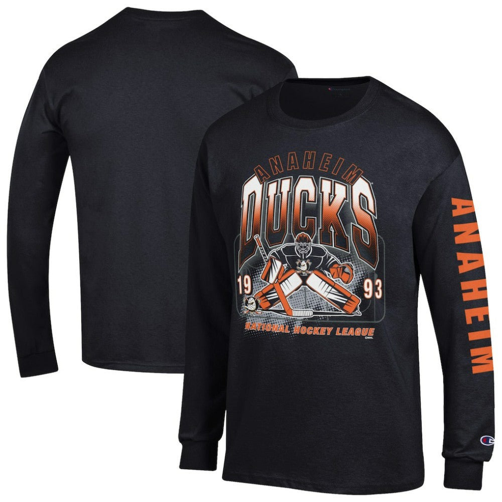Anaheim Ducks Champion Long Sleeve Jersey T-Shirt - Black | NHL Clearance