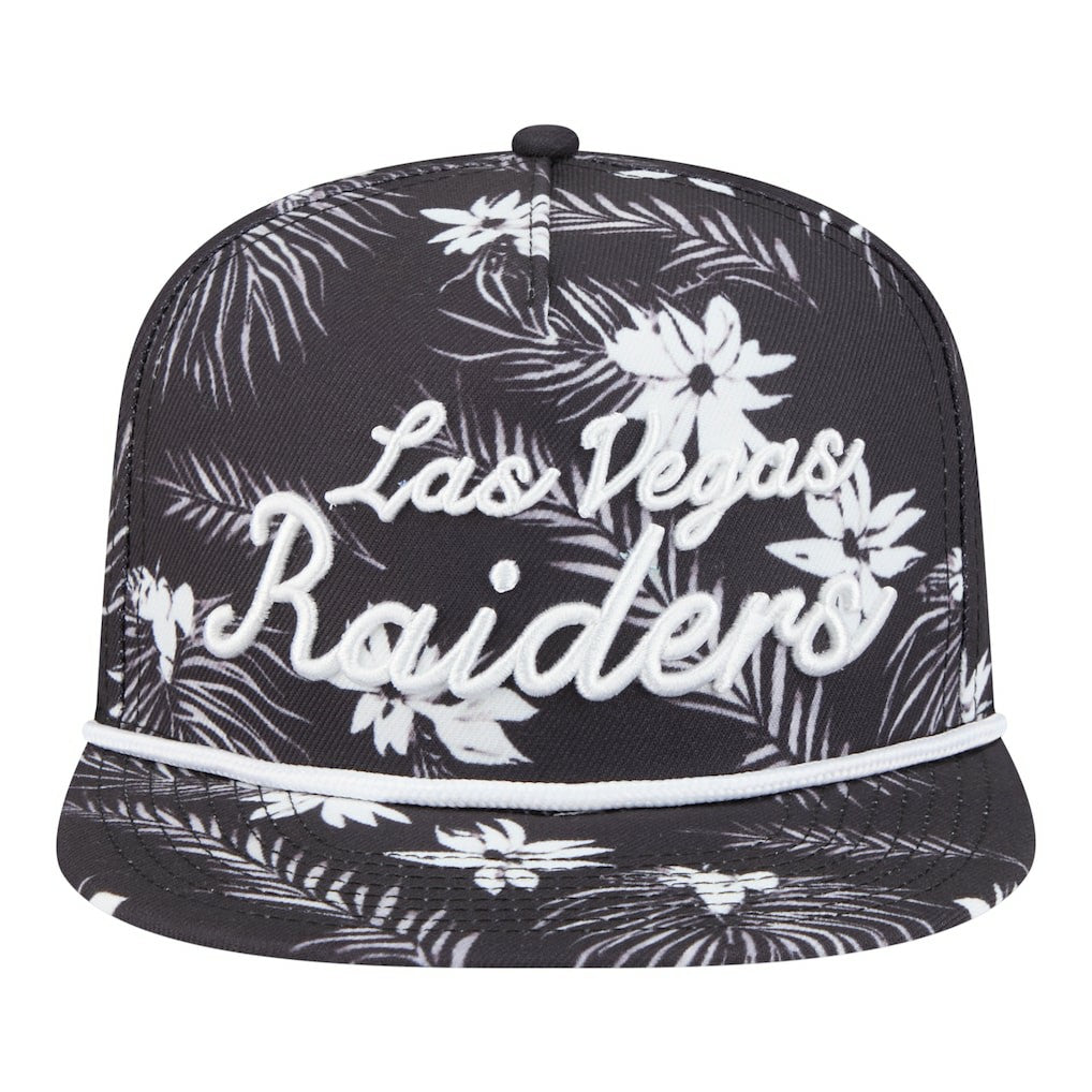 Las Vegas Raiders New Era Palm Print A-Frame 9FIFTY Snapback Hat - Black - NFL
