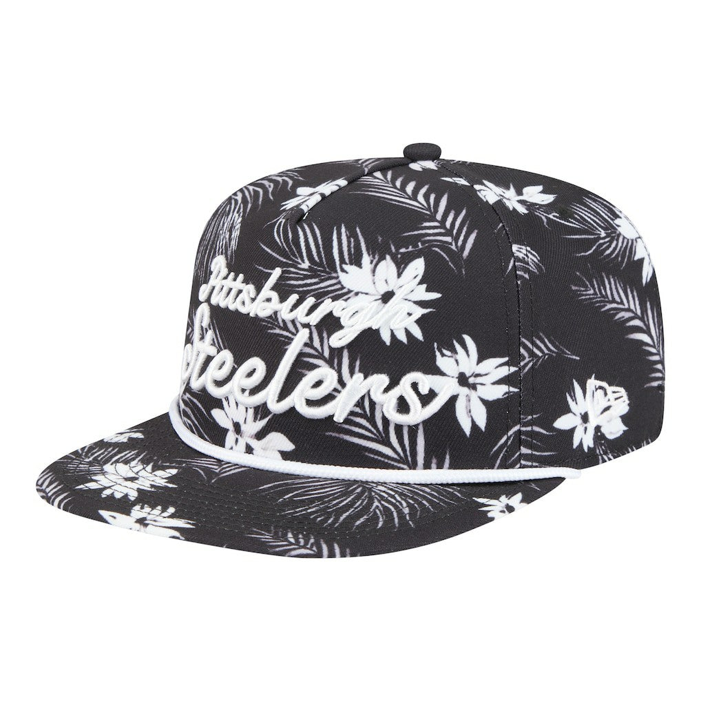 Pittsburgh Steelers New Era Palm Print A-Frame 9FIFTY Snapback Hat - Black - NFL