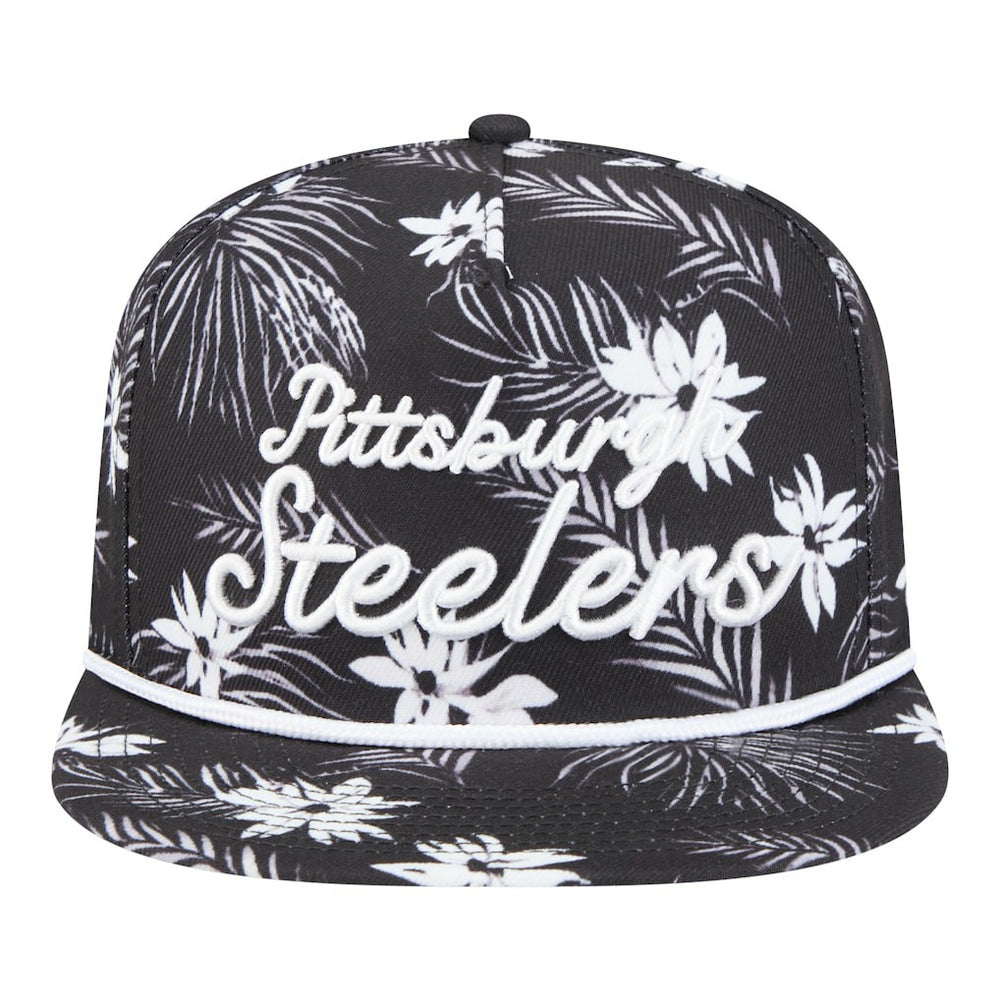 Pittsburgh Steelers New Era Palm Print A-Frame 9FIFTY Snapback Hat - Black - NFL