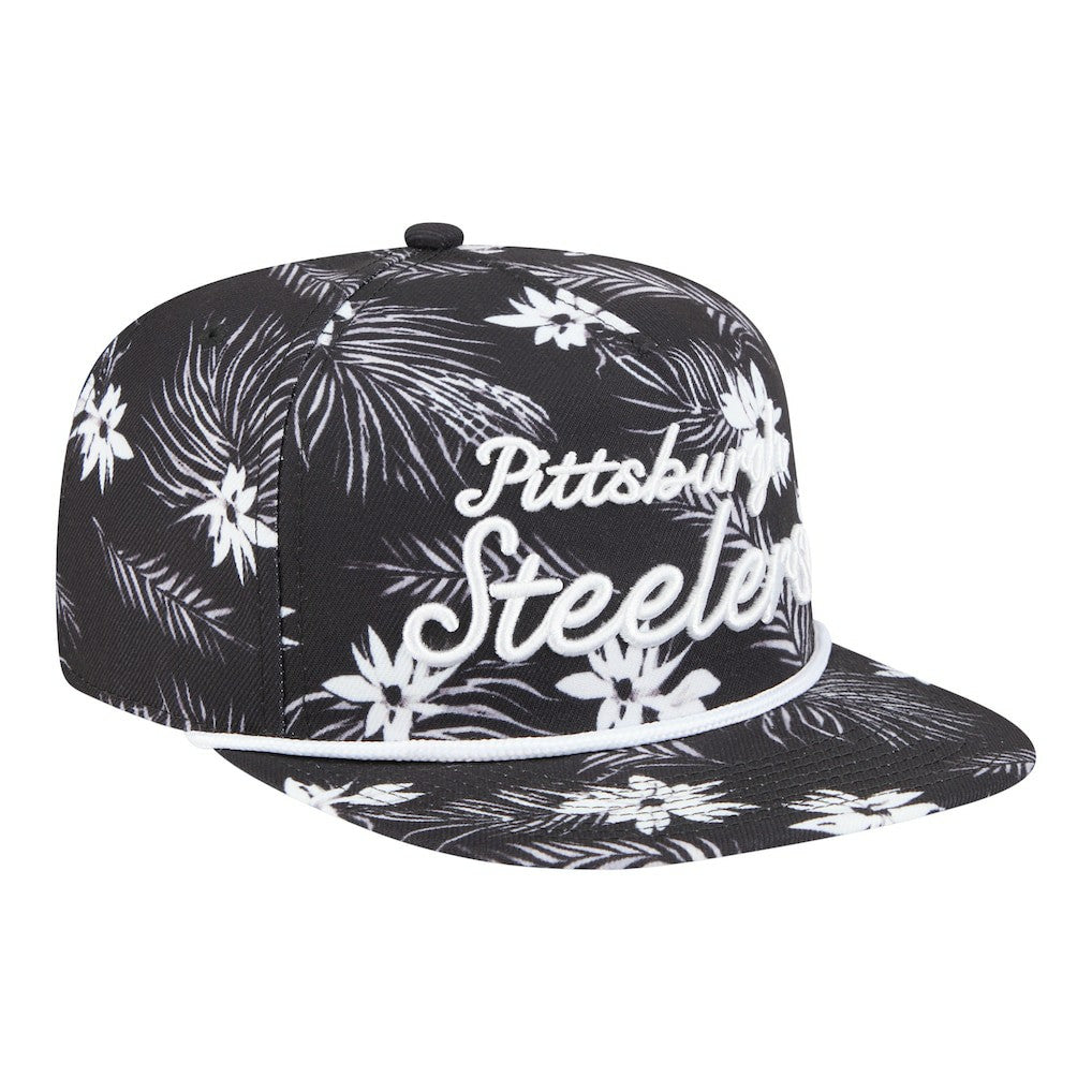 Pittsburgh Steelers New Era Palm Print A-Frame 9FIFTY Snapback Hat - Black - NFL