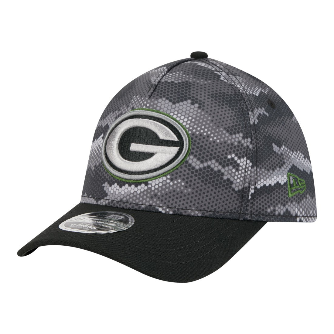 Green Bay Packers New Era Camo A-Frame 39THIRTY Flex Hat - Black - NFL
