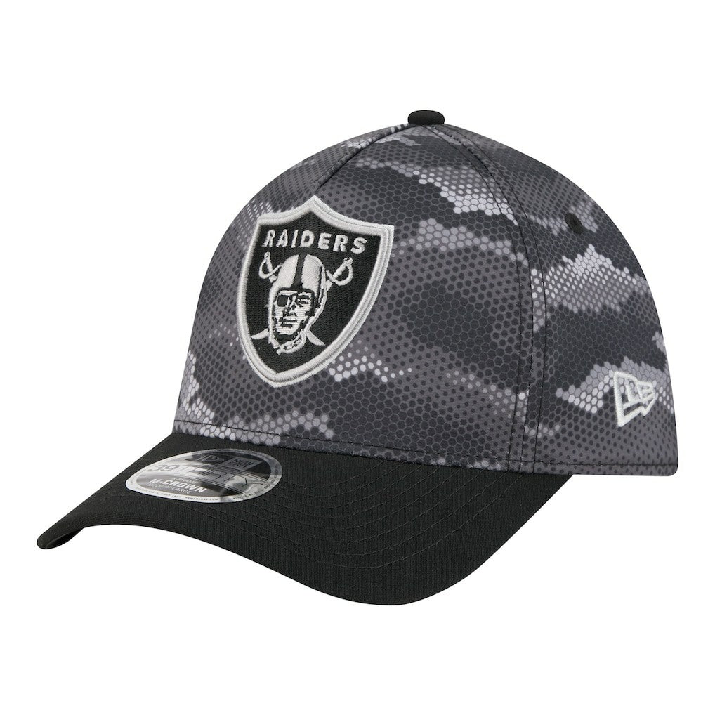 Las Vegas Raiders New Era Camo A-Frame 39THIRTY Flex Hat - Black - NFL
