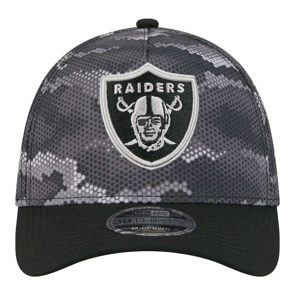 Las Vegas Raiders New Era Camo A-Frame 39THIRTY Flex Hat - Black - NFL