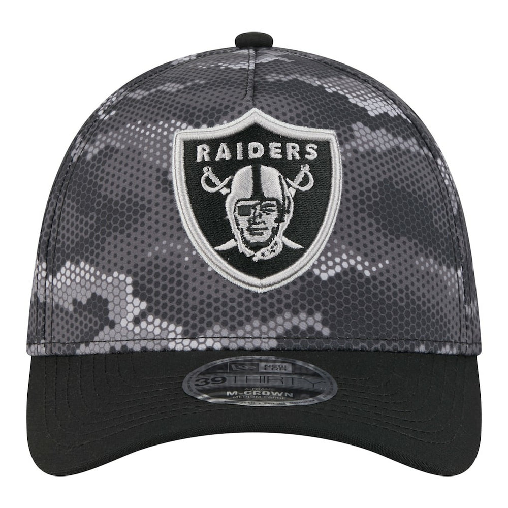 Las Vegas Raiders New Era Camo A-Frame 39THIRTY Flex Hat - Black - NFL