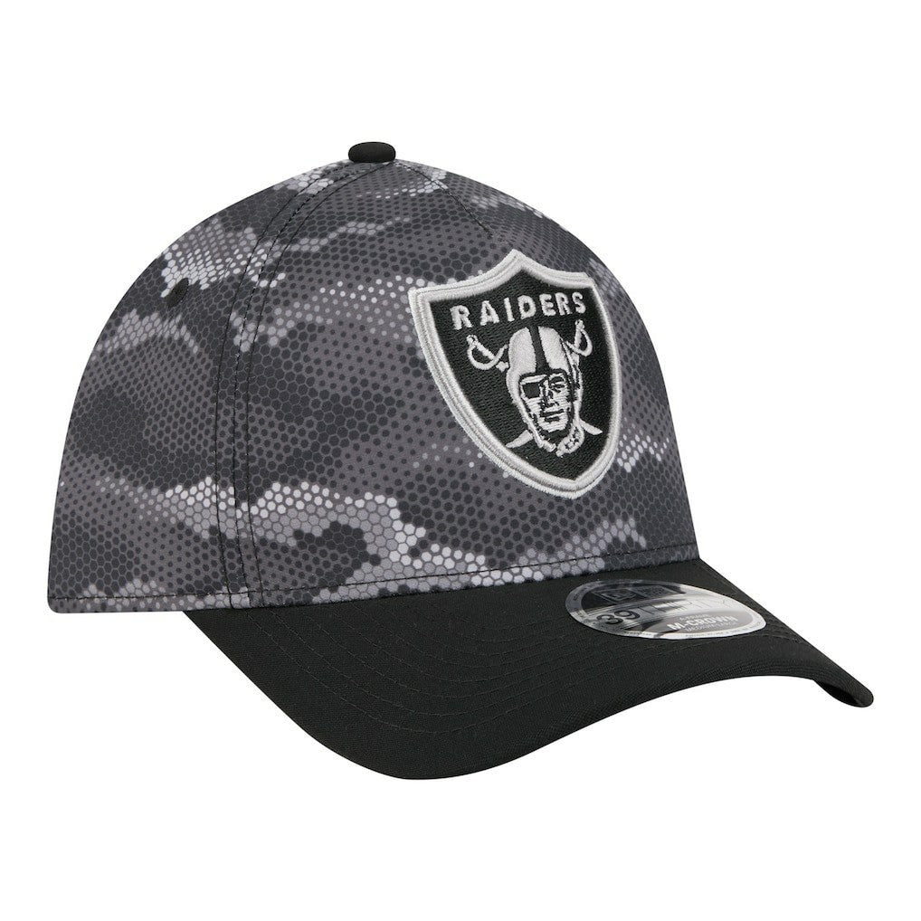 Las Vegas Raiders New Era Camo A-Frame 39THIRTY Flex Hat - Black - NFL