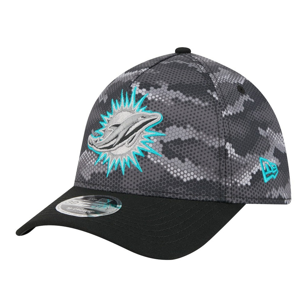 Miami Dolphins New Era Camo A-Frame 39THIRTY Flex Hat - Black - NFL