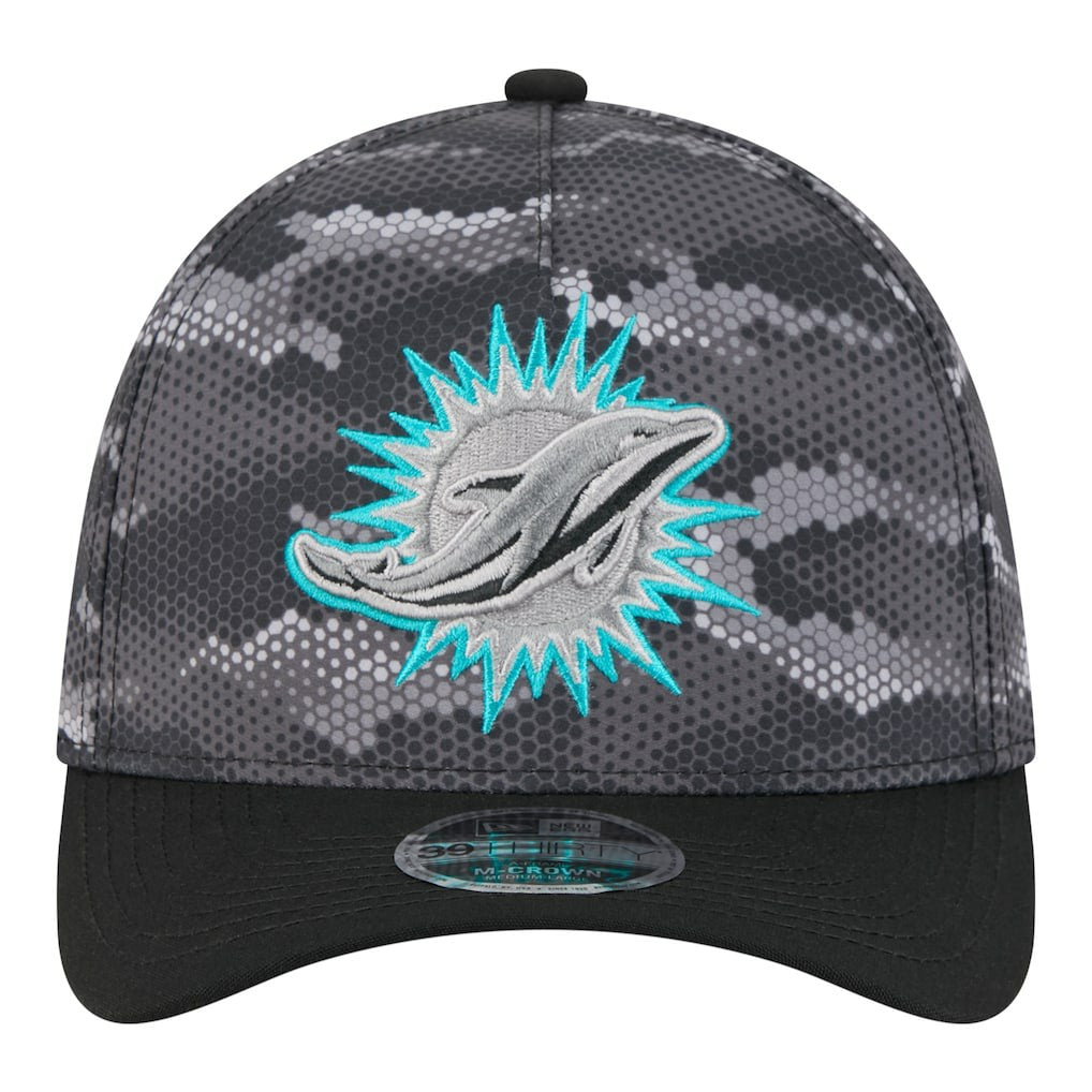 Miami Dolphins New Era Camo A-Frame 39THIRTY Flex Hat - Black - NFL