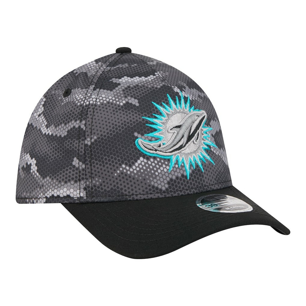 Miami Dolphins New Era Camo A-Frame 39THIRTY Flex Hat - Black - NFL